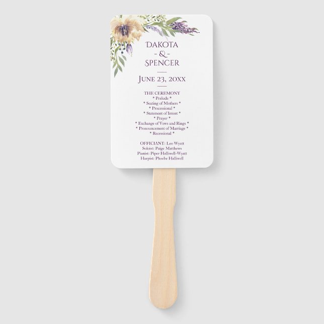 Anemone Greenery Floral Chic Boho Hochzeitsfeier Fächer (Vorderseite)