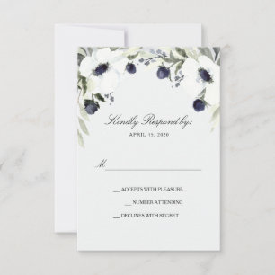 Anemone Hochzeitkarte für Wasserfarben RSVP Karte
