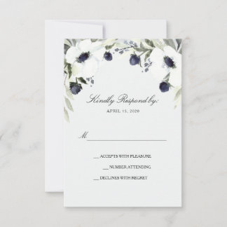 Anemone Hochzeitkarte für Wasserfarben RSVP Karte
