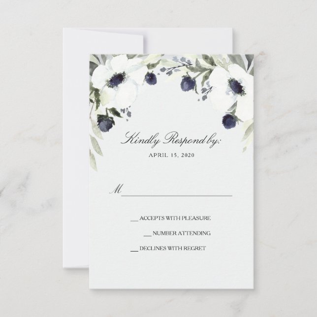 Anemone Hochzeitkarte für Wasserfarben RSVP Karte (Vorderseite)