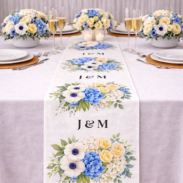 Anemone Hortensien Blumen Hochzeitsmonogramm Stoff (Von Creator hochgeladen)