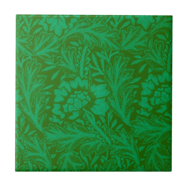 Anemone in Forest Green, ein William Morris-Muster Fliese (Vorderseite)
