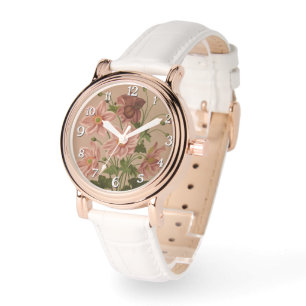 Anemone Japonica Rosea Exquisit Vintag botanisch Armbanduhr
