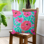Anemone Malmuster Pink & Aqua Floral Kissen<br><div class="desc">Einfache Aquarellmalerei inspiriert Blumenmuster von rosa Anemone-Blume mit Aquarell-Hintergrund.</div>
