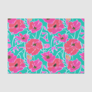 Anemone Malmuster Pink & Aqua Floral Seidenpapier