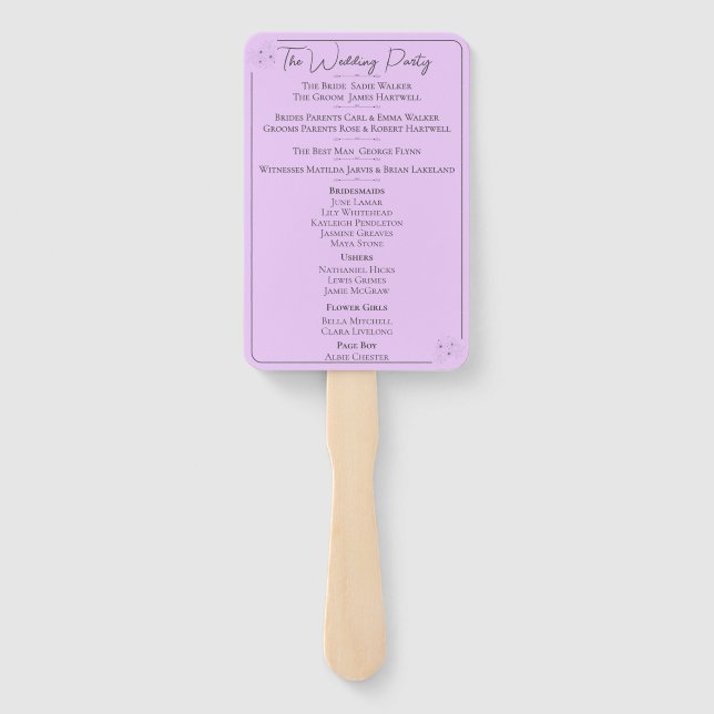 Anemone on Light Lilac Order of Service Hand Fans Fächer (Rückseite)