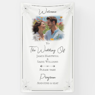 *Anemone on White wedding Find Your Seat Banner