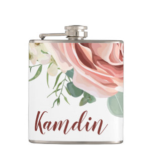 Anemone personalisiert Flask Geometric Garden Rose Flachmann