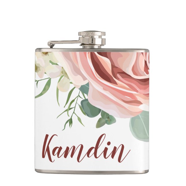 Anemone personalisiert Flask Geometric Garden Rose Flachmann (Vorderseite)