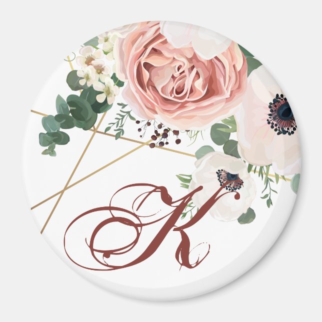 Anemone personalisiert Magnet Geometric Garden Ros (Vorne)