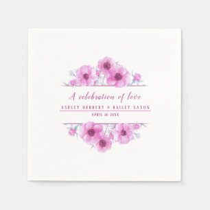 Anemone rosa Blume Aquarellkunst Serviette