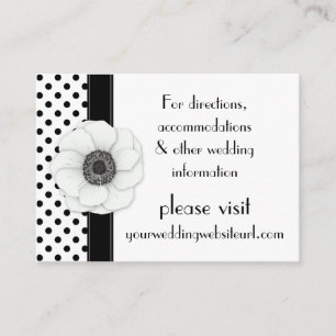 Anemone Schwarz-weiß Polka Dots Wedding Website Begleitkarte