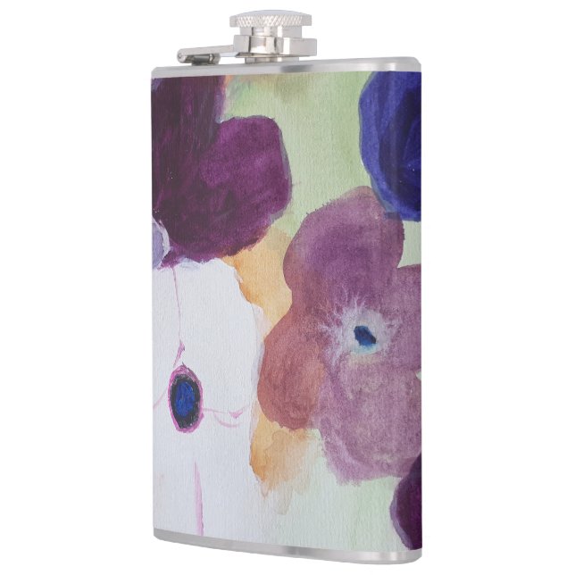 Anemone Spring Flowers Vinyl Wrapped Flask Flachmann (Links)