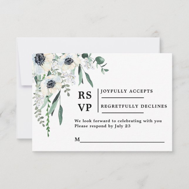 Anemone UAWG wedding insert card RSVP Karte (Vorderseite)