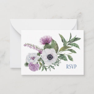Anemone- und Distel-RSVP-Karte Mitteilungskarte