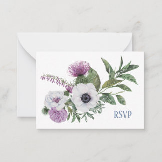 Anemone- und Distel-RSVP-Karte Mitteilungskarte