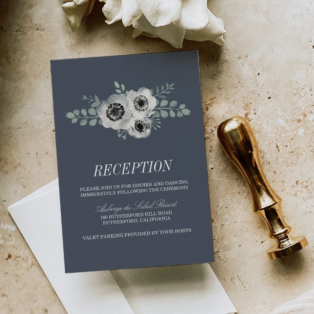 Anemone und Eukalyptus Wedding Reception Card Begleitkarte (Von Creator hochgeladen)