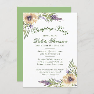 Anemone und Lavender | Blumengrün Glamping Einladung