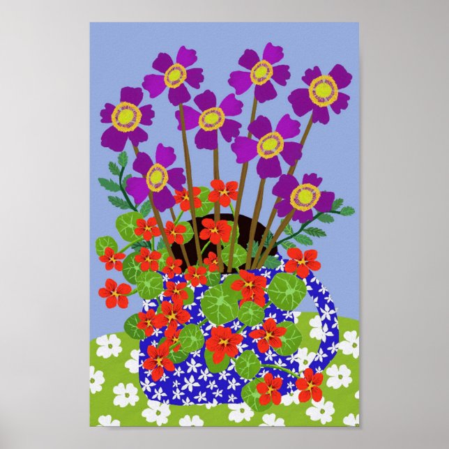 Anemone und Nasturtium-Poster Poster (Vorne)
