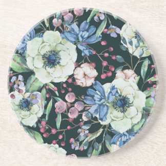 Anemone-Wildblumen: Vintages Wasserfarbmuster Getränkeuntersetzer