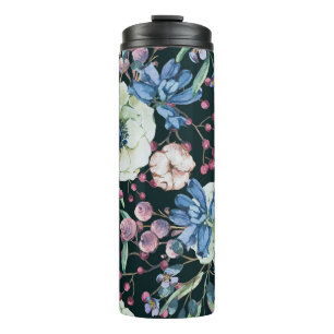 Anemone-Wildblumen: Vintages Wasserfarbmuster Thermosbecher