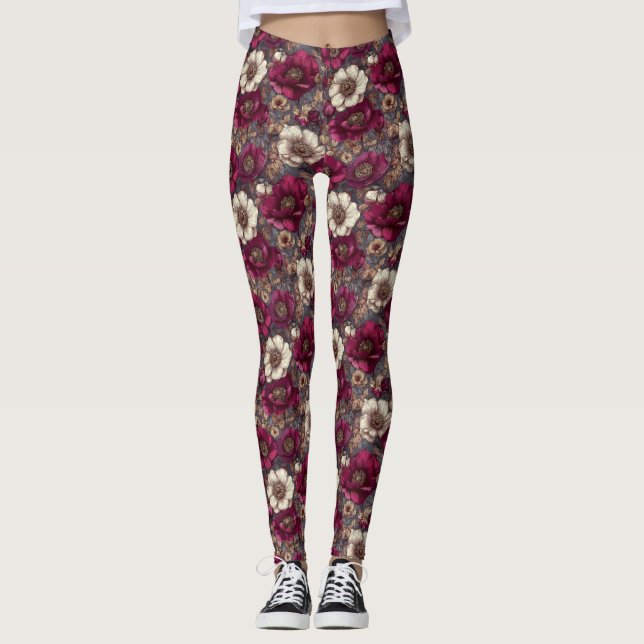 Anemonen Blumen Mutterschaft Anemonen Blumen Leggings (Vorderseite)
