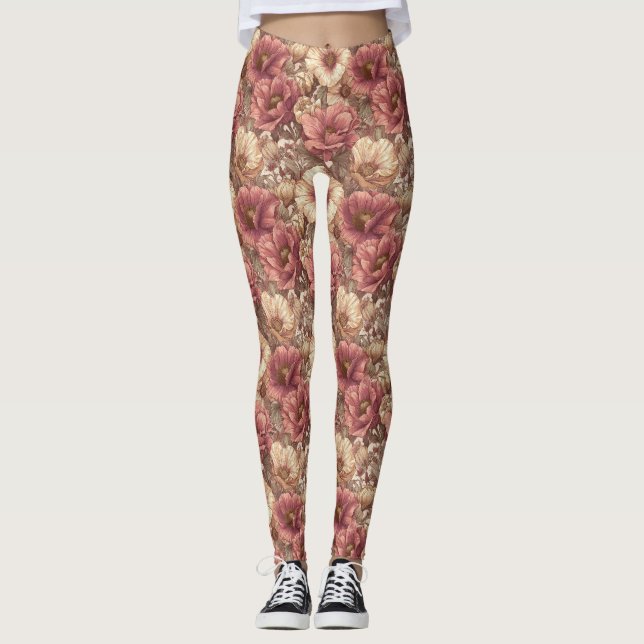 Anemonen Blumen Workout Anemonen Ästhetik Leggings (Vorderseite)