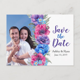 Anemonen-BlumenFoto, das Save the Date Wedding ist Ankündigungspostkarte