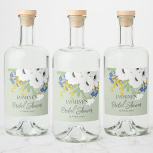Anemonen-Frühlingsblumenstrauß Brautparty  Alkoholflaschenetikett