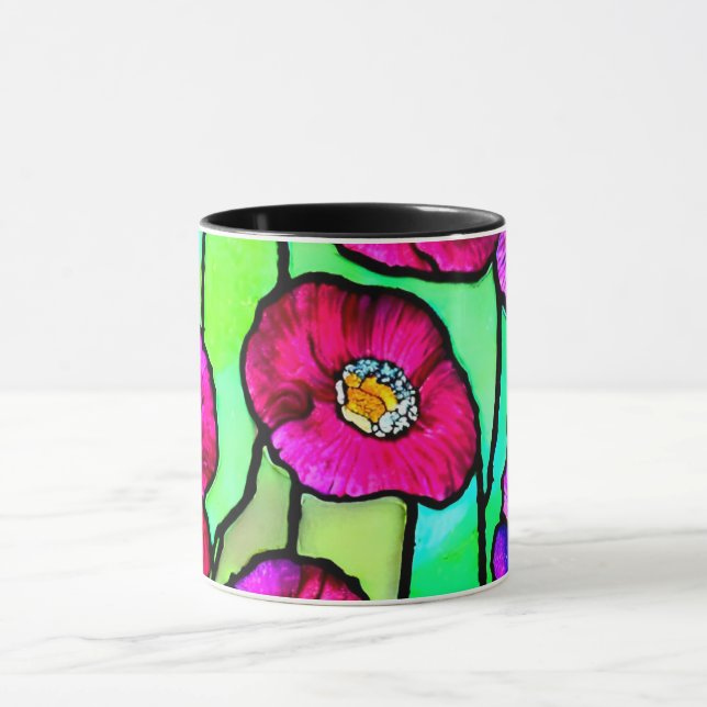 Anemonen Glas Kunst Tasse (Zentrum)