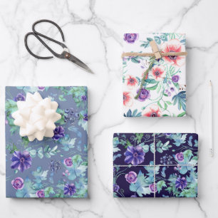Anemonen im Frühlings-Outdoor-Brautjungfernabschie Geschenkpapier Set