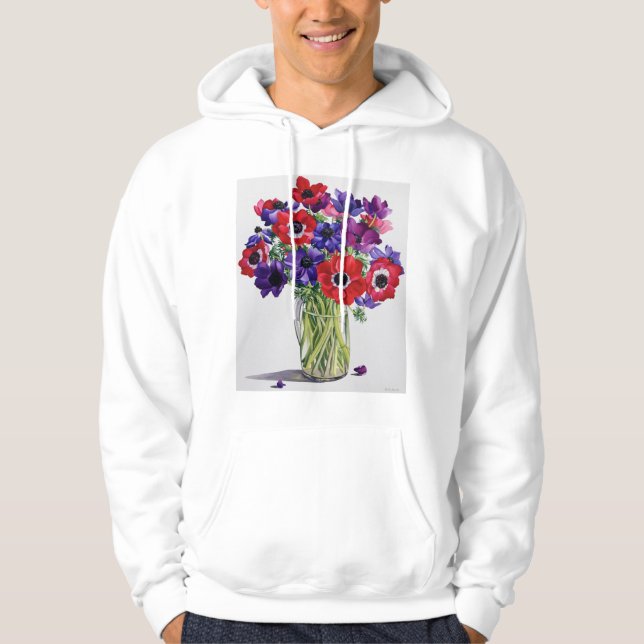 Anemonen in einem Glaskrug Hoodie (Vorderseite)