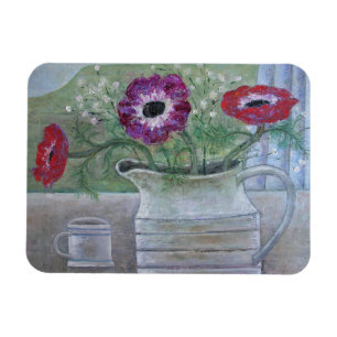 Anemonen in weißem Krug 2013 Magnet