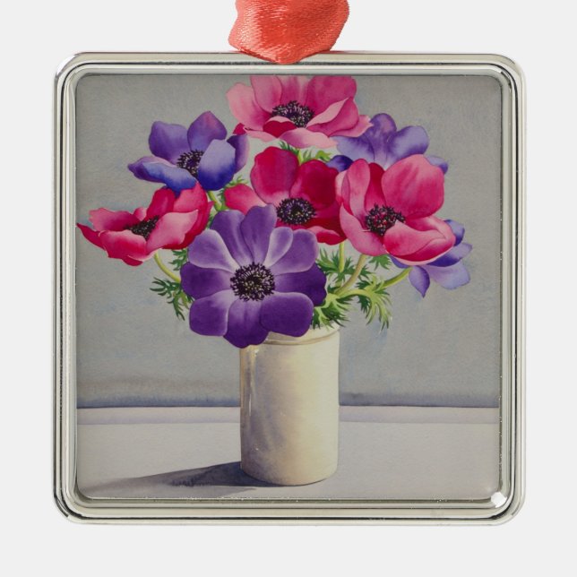 Anemonen Silbernes Ornament (Vorne)