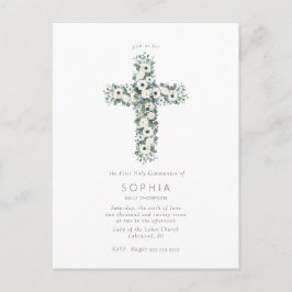 Anemonen und Eukalyptus-Kreuz Erste Heilige Kommun Postkarte