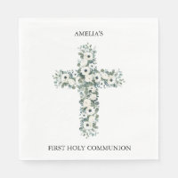 Anemonen und Eukalyptus-Kreuz Erste Heilige Kommun