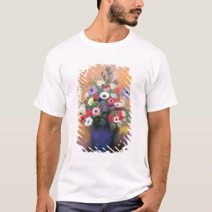 Anemonen und Flieder in einem blauen Vase, nach T-Shirt