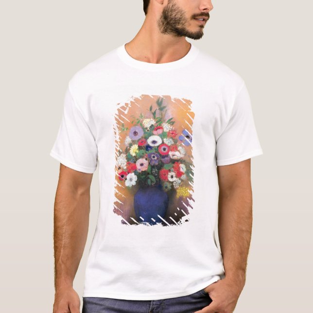 Anemonen und Flieder in einem blauen Vase, nach T-Shirt (Vorderseite)