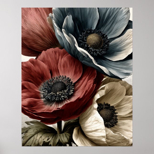 Anemonen-Wildblumen Poster (Vorne)