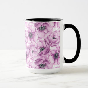 Anemonenblumen Wasserfarben Muster Tasse