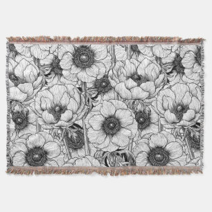 Anemonengarten in Schwarzweiß Decke