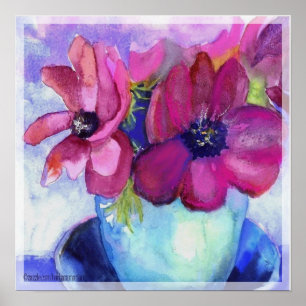 Anemonenrosa und Lila Poster