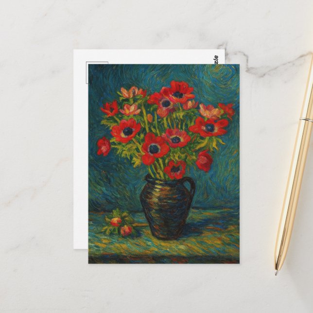 Anemones Postkarte (Vorderseite/Rückseite Beispiel)