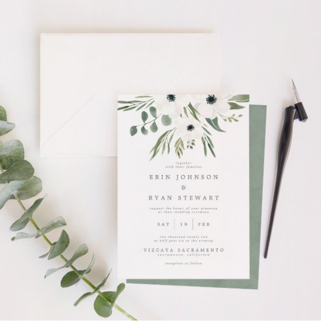 Anemones Sage & Dusty Green Eucalyptus Wedding Inv Einladung (Von Creator hochgeladen)