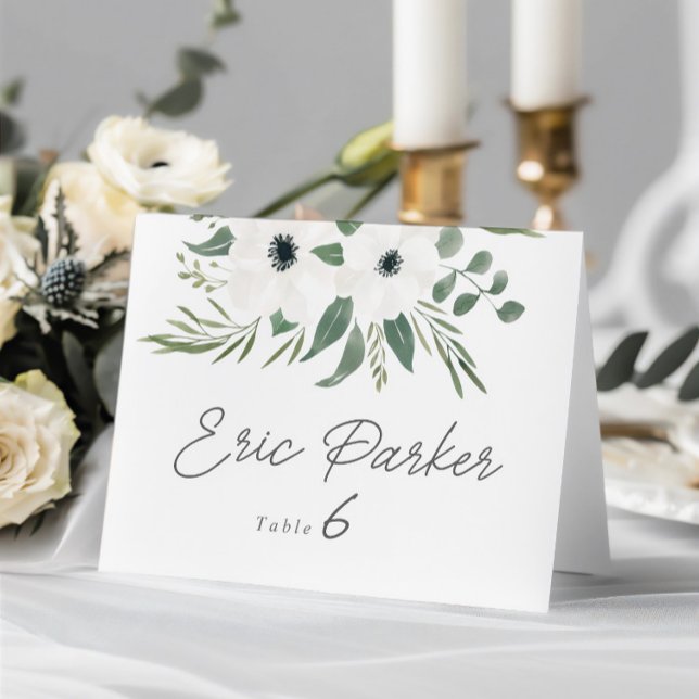 Anemones Sage Eukalyptus Wedding Table Platzkarte Ankündigung (Anemones Sage Eucalyptus Wedding Table Place Card)