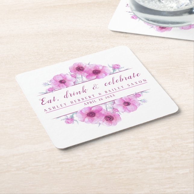 Anemonrosa Blume feiern Untersetzer (angewinkelt)