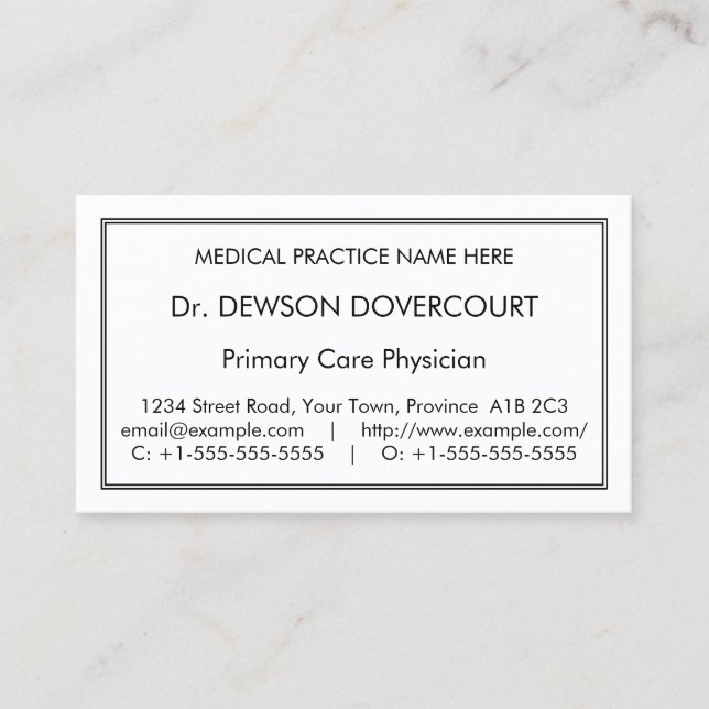 Anerkennbare, bescheidene Visitenkarte (Vorderseite)