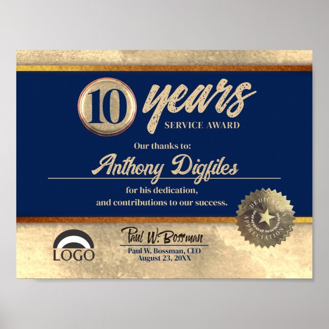 Anerkennung des Mitarbeiterjubiläums Poster (Vorne)