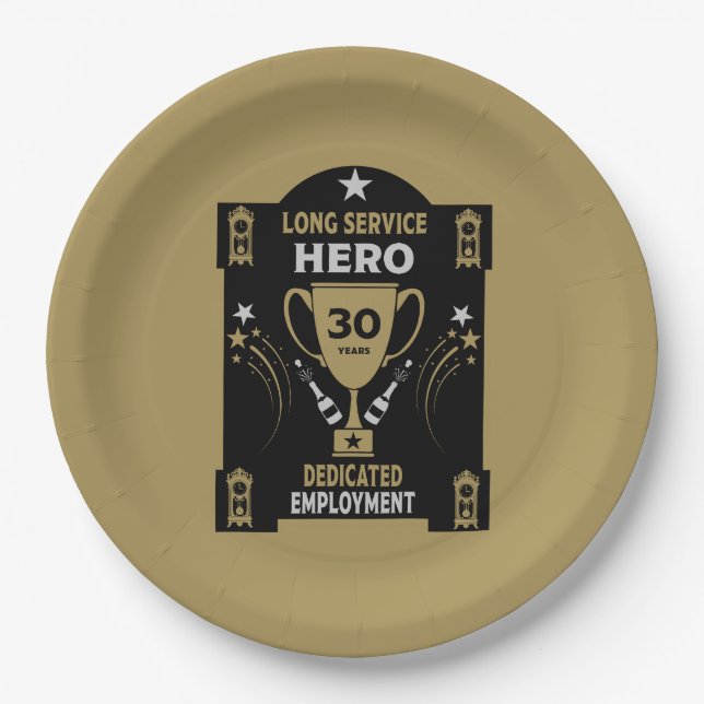 Anerkennung von Dienstleistungen mit langer Anstel Pappteller (Vorderseite)