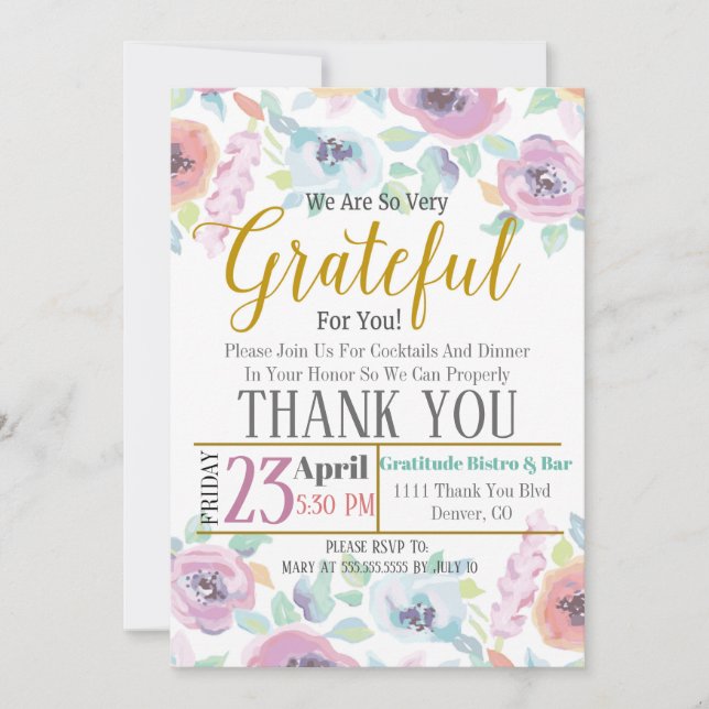 Anerkennungs-Einladung, dankbar für Einladung (Vorderseite)